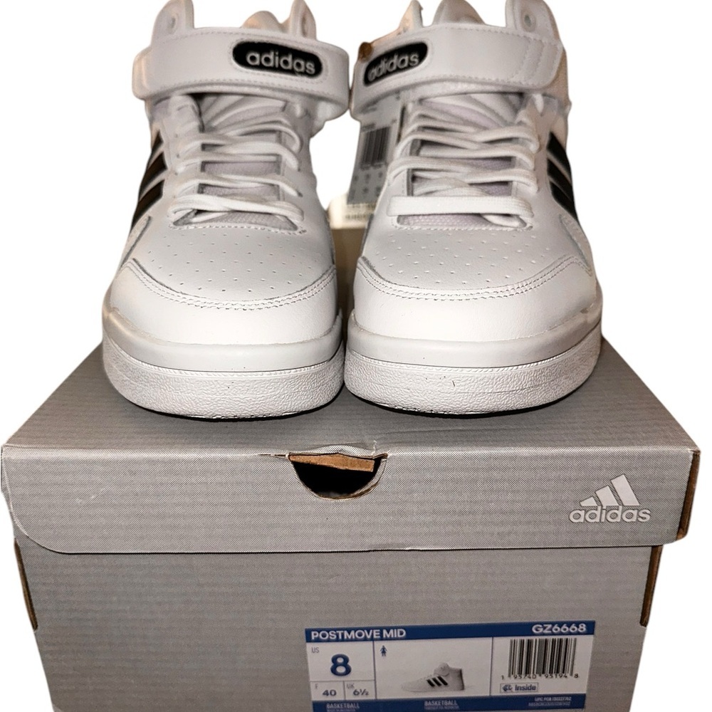 Adidas White and Black Striped Sneakers​ - Picture 3 of 5